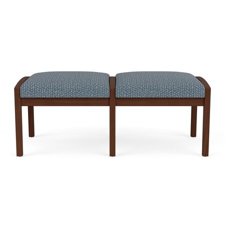 Lesro Lenox Wood 2 Seat Bench Wood Frame, Walnut, RF Serene Upholstery LW2001